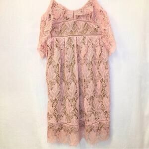 Motherhood Maternity Pink Lace Off Shoulder Fully Lined Dress Size Medium